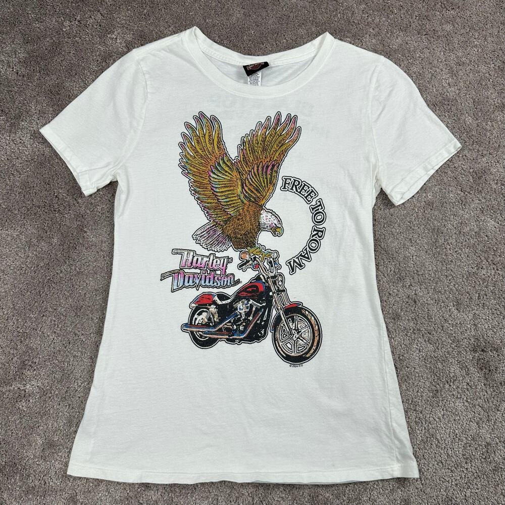 Harley Davidson Blacktop Columbia MO Eagle Motorcycle T-Shirt Womens Size XS
